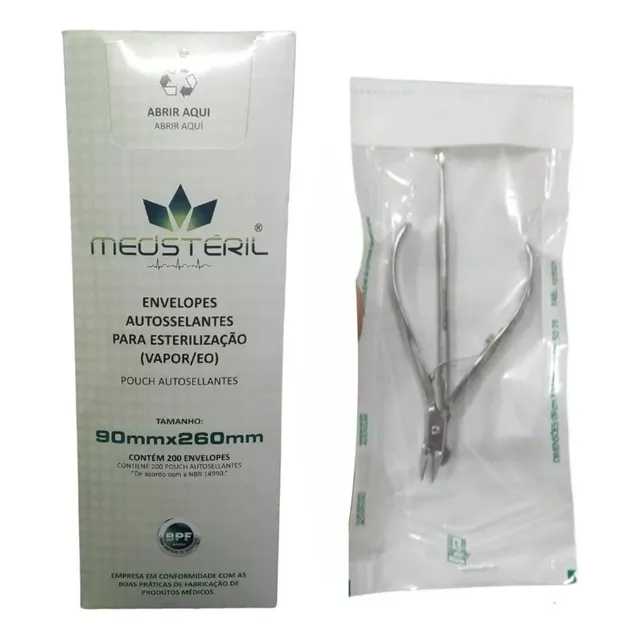 Envelope Saco P/ Esterilização Alicates Autoclave 9x26 200un