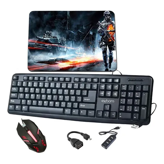 Super Kit Gamer Completo Teclado Mouse , Mousepad, Otg,supor