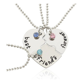 Colar Triplo Melhores Amigas Coração Best Friends Forever Colar Triplo Melhores Amigas Coração Best Friends Forever