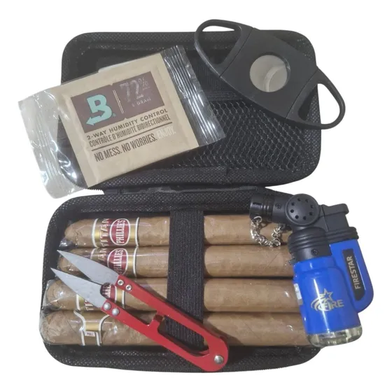 Kit Case  Charutos + Cortador + Maçarico Duplo + Boveda 72%