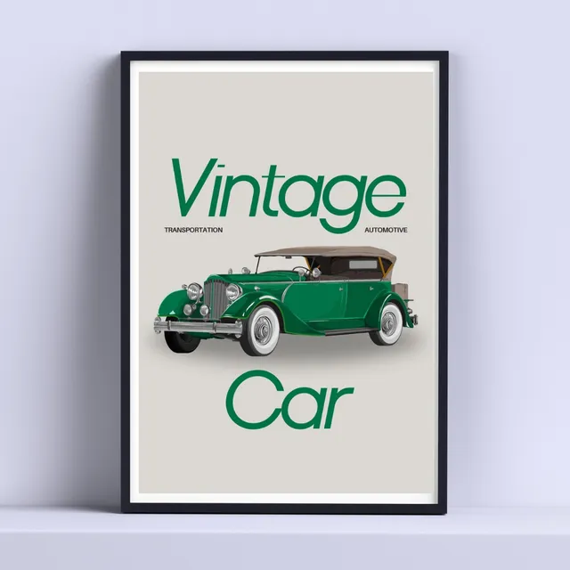 Cuadro Packard Twelve Verde Auto Clasico 30x40cm Con Vidrio 