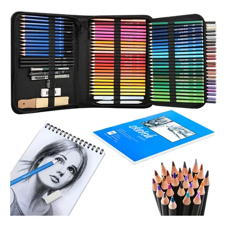 Kit 96 Cores Estojo Lápis Colorido Pintura Desenho Criança  Colorido