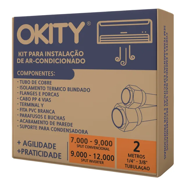 Kit Instalação Ar Split 9000 Comum 9/12000 Inverter 2 Mt Sup