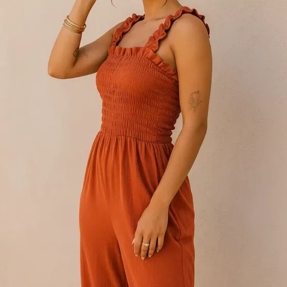 Macacão Feminino Longo Com Alça Lastex Elegante Duna Top