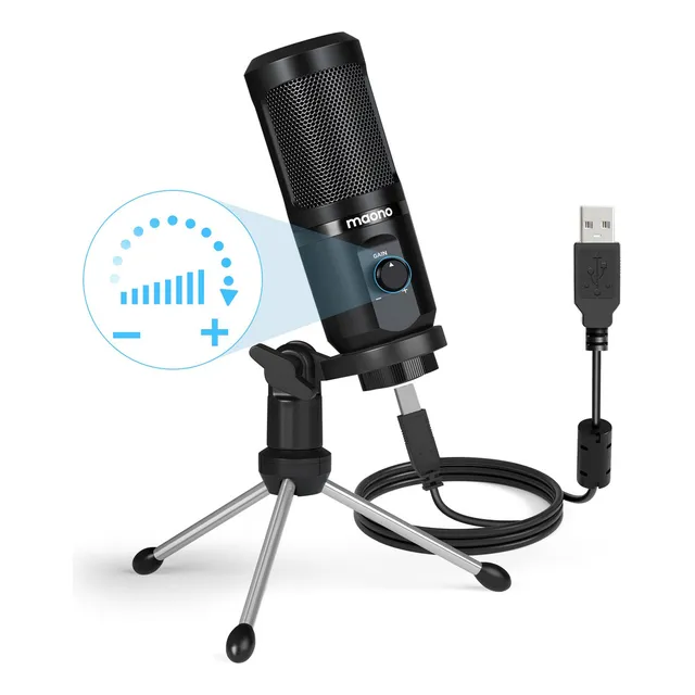 MAONO Micrófono USB Condensador, Microfono PC con Chipset de Sonido Profesional 192KHZ/24BIT para Grabación, Podcast, Streaming, Gamer, Compatible con PC Celular PS5 Mac, PM461TR