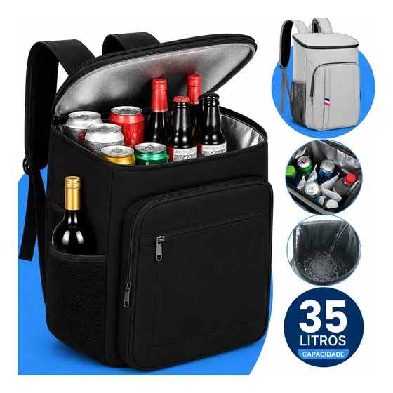 Mochila Térmica Grande 35 Litros Bolsa Impermeável Cooler Bebidas Cerveja Comida Marmita Bag grande praia camping piquinique