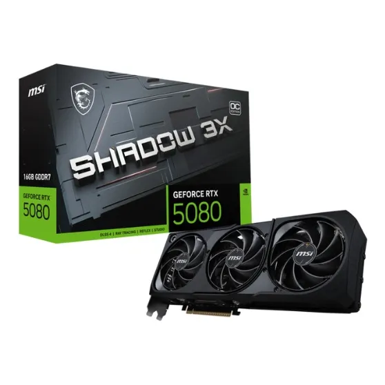 PLACA DE VIDEO MSI RTX 5080 SHADOW 3X 16GB OC GDDR7 NVIDIA
