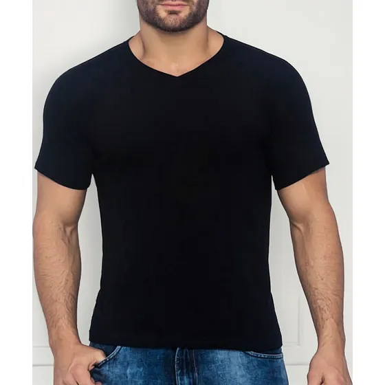 Camisetas Cuello En V Color Algodón 180 Gramos