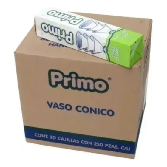 Vaso Cónico De Papel Primo® No. 106 Caja con 5000 piezas Color Blanco