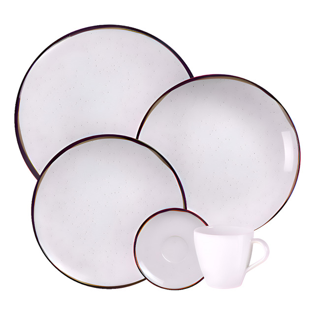 Aparelho De Jantar Canyon Porcelana 20 Peças Tramontina Cor Branco Com Detalhes Abstratos ...