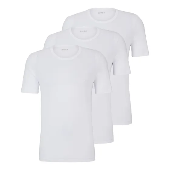 Conjunto De Três Camisetas Com Logo Bordado Em Algodão Boss