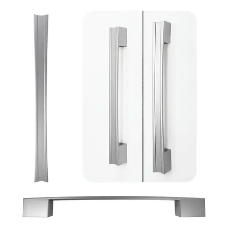 12un. Puxador Monza 160/192 Mm Gaveta Porta Cozinha Roupeiro Prateado Prata