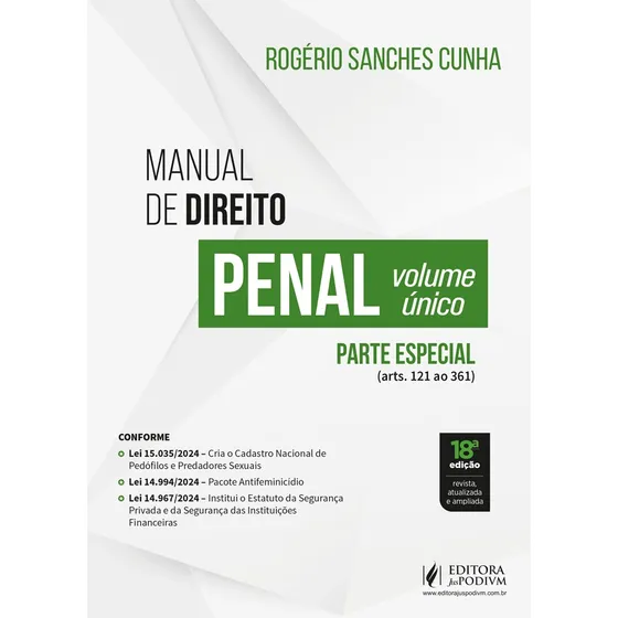 Manual De Direito Penal Parte Especial Volume Único - 18 Edição 2025 Juspodivm
