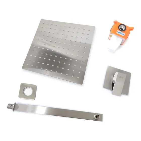 Kit De Ducha De Acero Inoxidable Cepillado Cuadrado Bari
