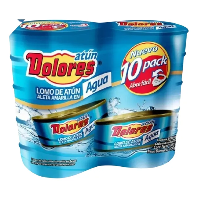 Atún En Agua Dolores Con 10 Piezas De 140 Grs