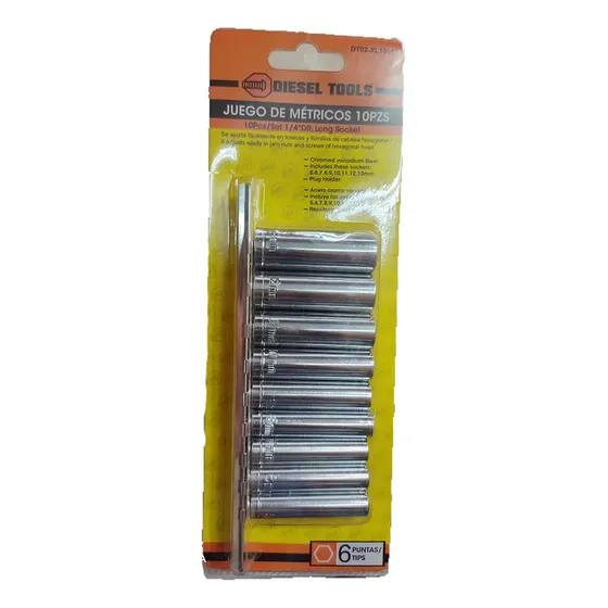Juego De Dados 6pzas Largos 13-24mmx1/2 Diesel Tools