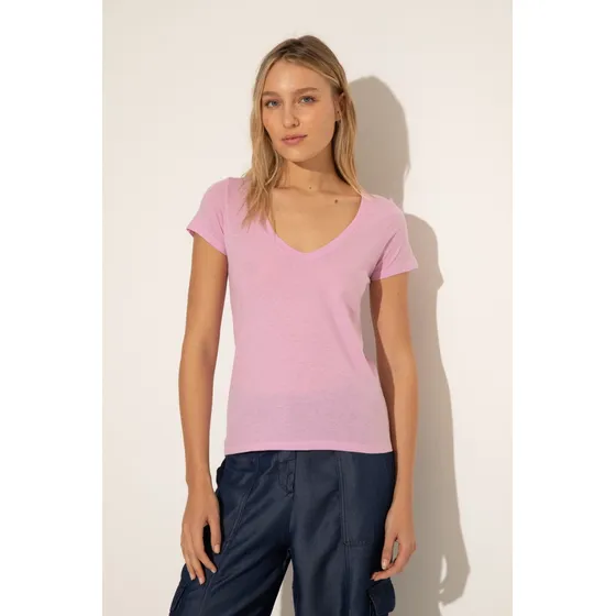 Remera Algodón Premium Escote V Manga Corta Mujer Portsaid
