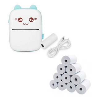 Mini Impressora Gatinho Portátil Bluetooth + 10 Bobinas Lisa Mini Impressora Gatinho Portátil Bluetooth + 10 Bobinas Lisa