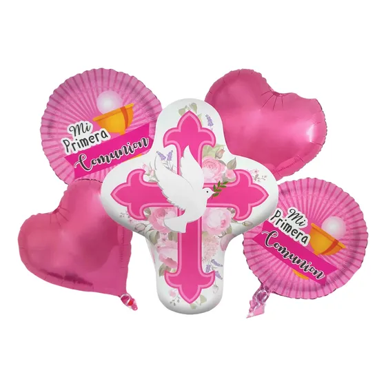 Set 5 Globos Primera Comunión Eucaristía Sacramento Decoraci