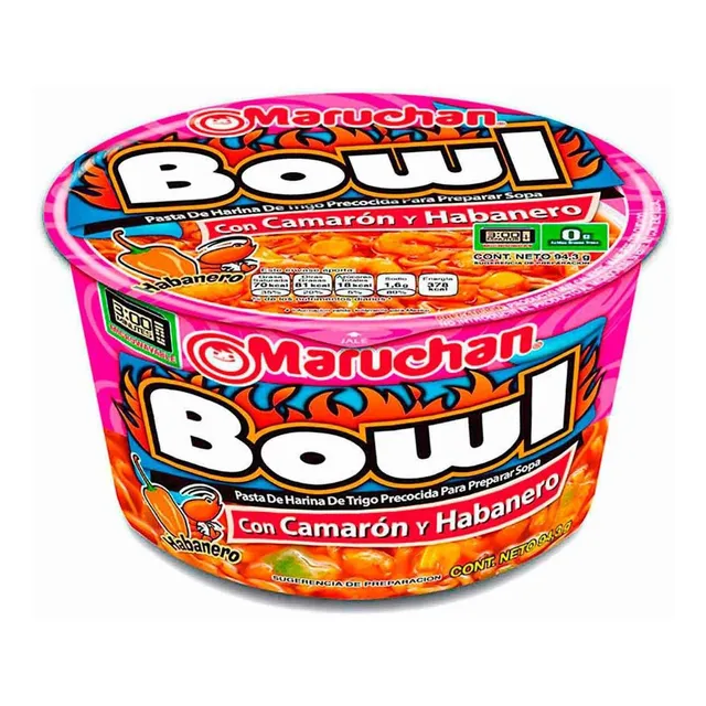 Sopa Maruchan Camarón, Habanero y Chile Bowl 94.3g