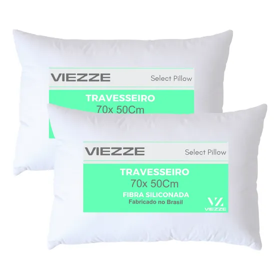 Kit 2 Travesseiro Soft Conforto Suporte Médio Fibra Silicone