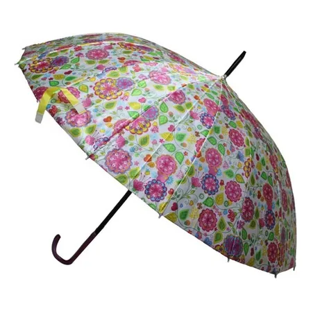 Paraguas Plegable 16 Varillas 79cm Colores Automático Color Blanco Con Diseño