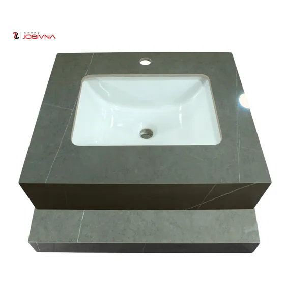 Lavabo Flotante Cuadrado De Lujo Gris Oscuro Brillante