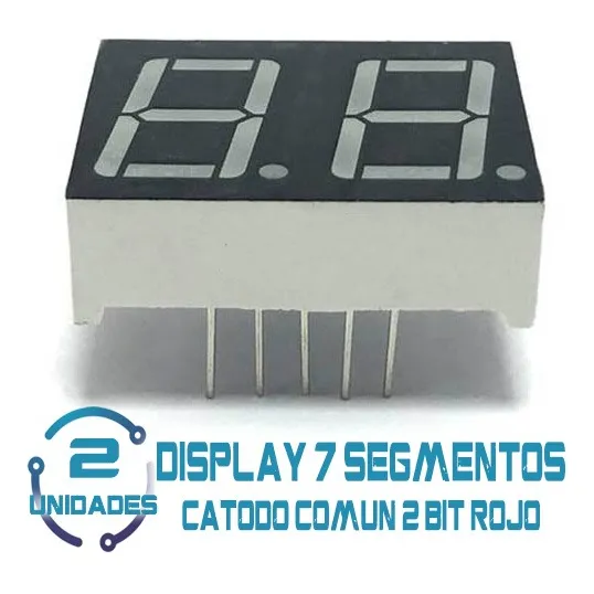 2 Uni Display 7 Segmentos 2 Bit Catodocomun Rojo 0,56 
