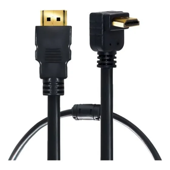 Cabo Hdmi Com Plug L 90º Graus Ultra Hd 4k Banhado A Ouro