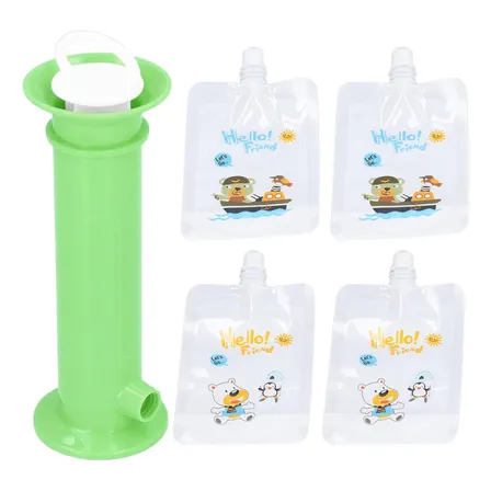 X4 Bolsas Y Dispensador De Alimentos Para Bebes Reutilizable