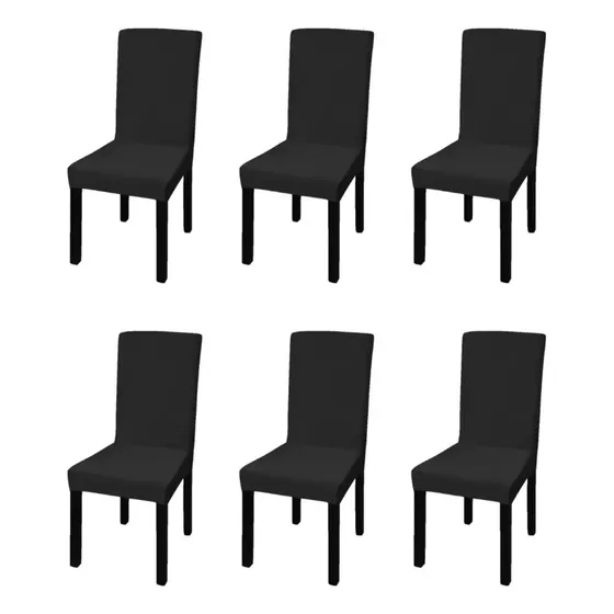 Fundas Para Silla Exahome Paris Color Negro Lisa De 65cm De Largo Con Respaldo De 50cm X 55cm Con Asiento De 50cm X 50cm Pack X 6 Unidades