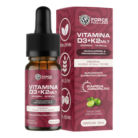 Vitamina D3 2000 Ui K2mk7 Colecalciferol + Menaquinona Sublingual Liquido Em Gotas Em Óleo Tcm 30ml - Force Full Labz Vitamina D3 2000 Ui K2mk7 Colecalciferol + Menaquinona Sublingual Liquido Em Gotas Em Óleo Tcm 30ml - Force Full Labz