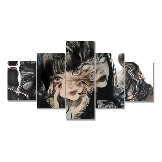 Cuadro Decorativo 5 Piezas Tomie Junji Ito 134x72cm