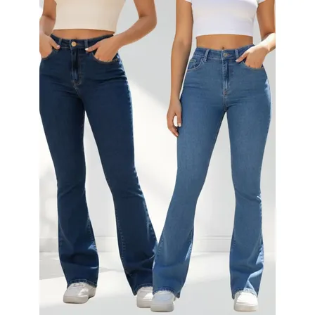 Kit Com 2 Calça Jeans Feminina Flare Melhor Jeans Do Brasil