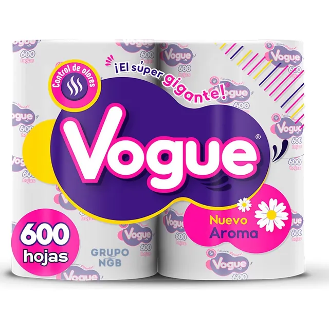 Papel Higiénico Vogue 4 Rollos 10 Paquetes 600 Hojas C/u