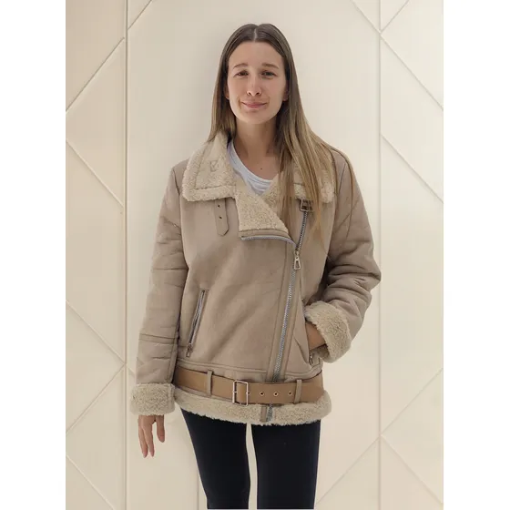 Campera Cuero Corderito Mujer Abrigada