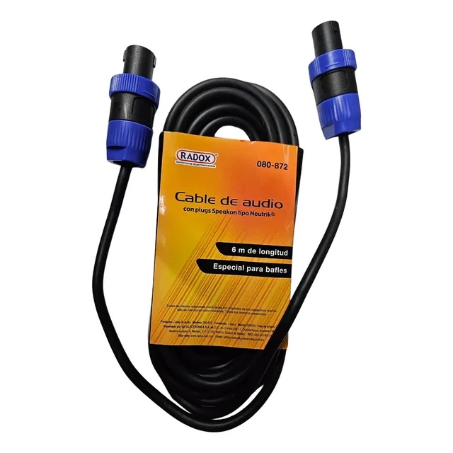 Cable De Audio Speakon Tipo Neutrix 6 Metros Radox 080-872