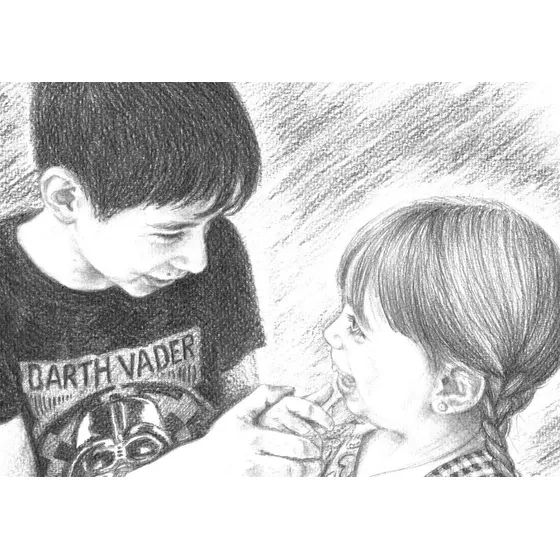 Mini Retrato Lápiz Por Encargo Dibujo A Pedido 13x18cm 
