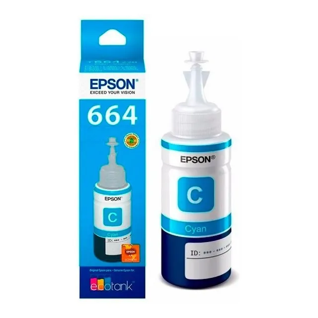 Botella Tinta Epson Original T664220 Cyan L380 L395 L495