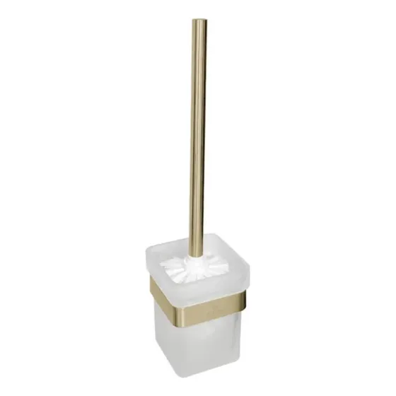 Vitt Porta Cepillo Wc Sanitario Dorado Satin Cuadrado