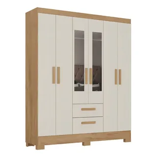 Atualle Guarda Roupa Casal Com Espelho 6 Portas Fortaleza Atualle Cor Canelato Ru