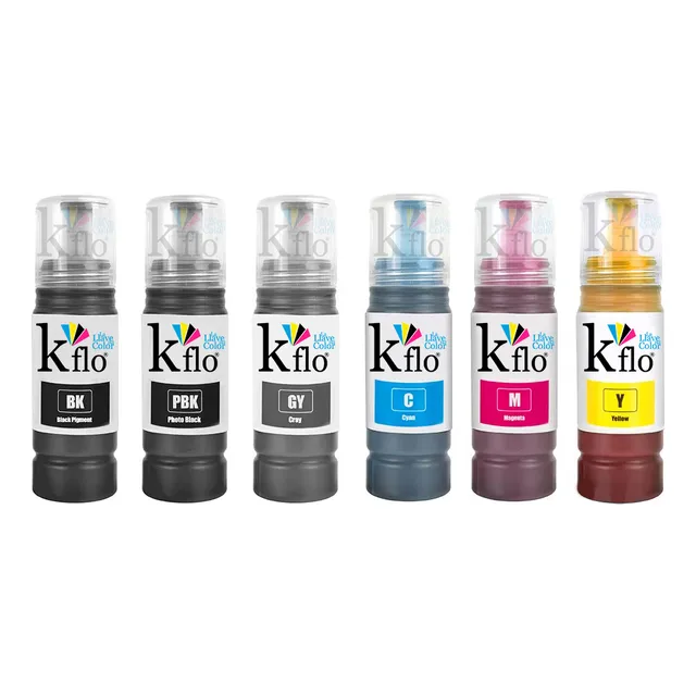 Kit 6 Tinta Marca Kflo T554 T555 Para L8160 L8180 Fotografic Tinta Una Por Color