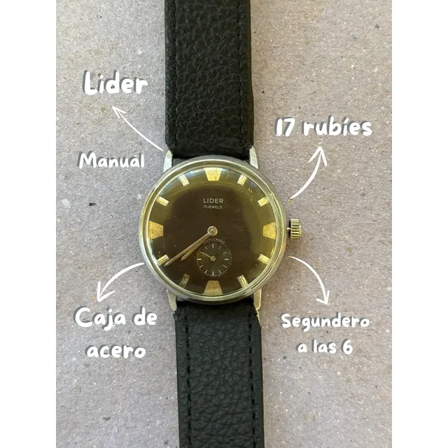 Reloj Lider, Manual, 17 Rubíes, Caja De Acero.
