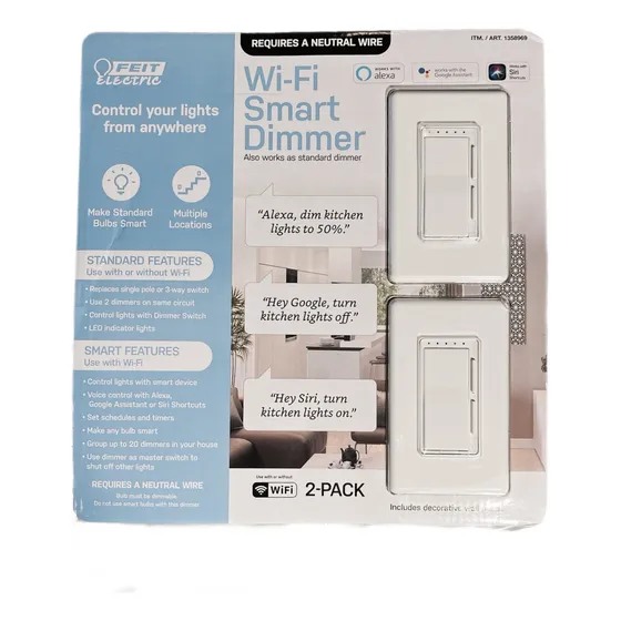 Feit Electric Wi-fi Smart Dimmer Google Assistant Alexa