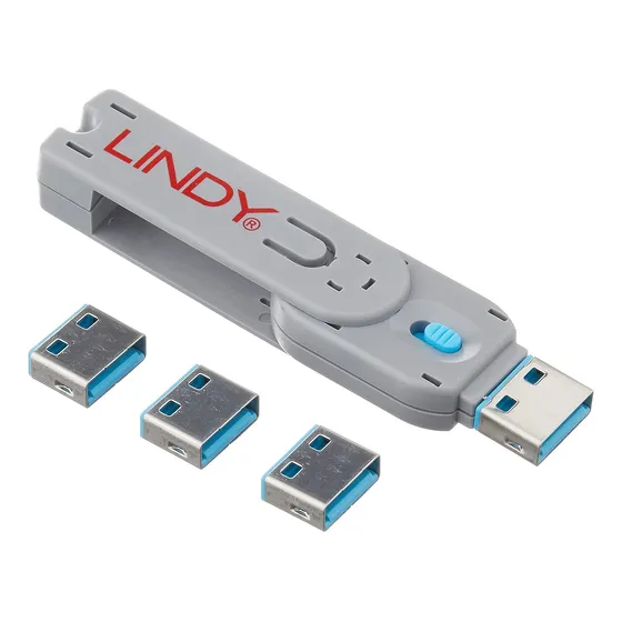 Bloqueador De Puertos Usb Lindy - Pack 4u. Azul (40452)