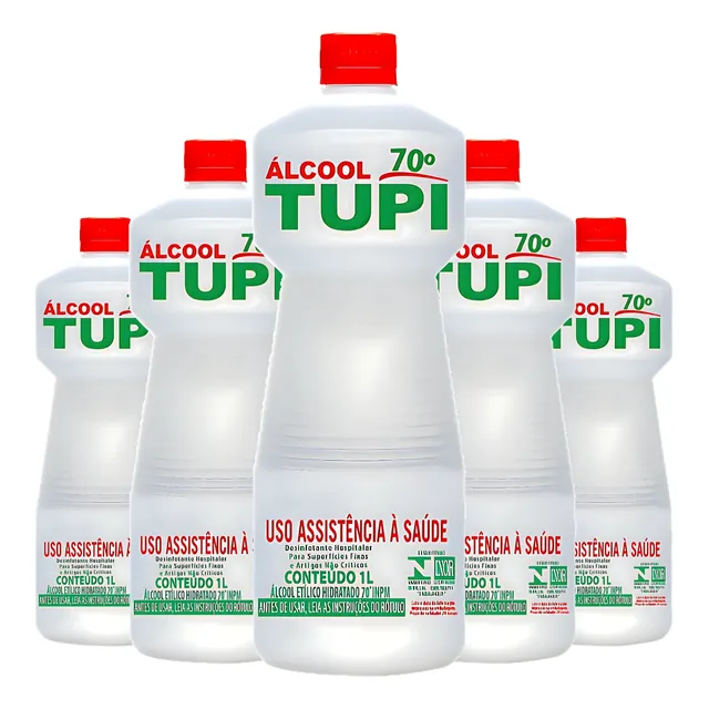 Álcool Tupi 99% Das Bactérias Kit Com 5 Litros Limpeza