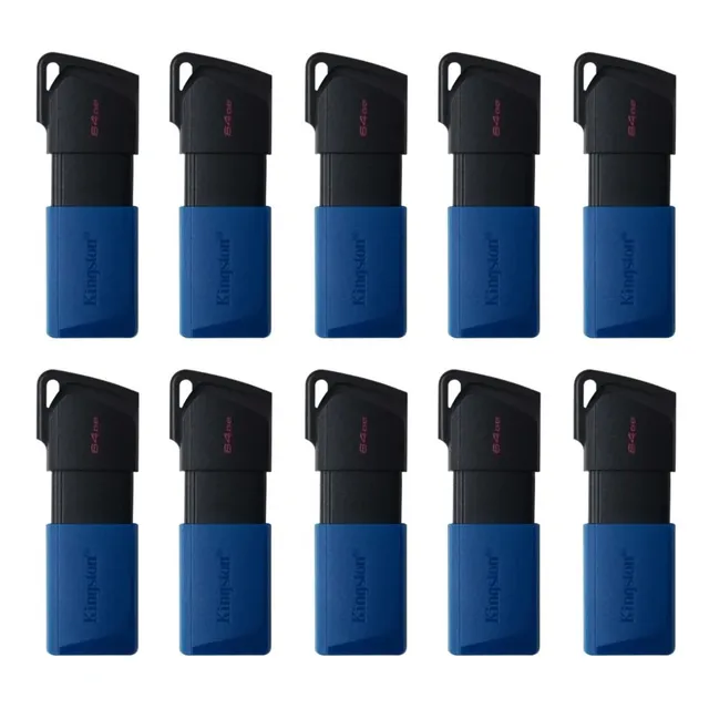 Kit 10 Memorias Flash Usb Kingston 64 Gb 3.2 Exodia Negro