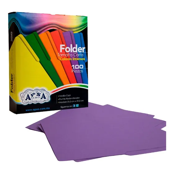 Folder Tamaño Carta De Colores Intensos 100 Apsa Color Morado