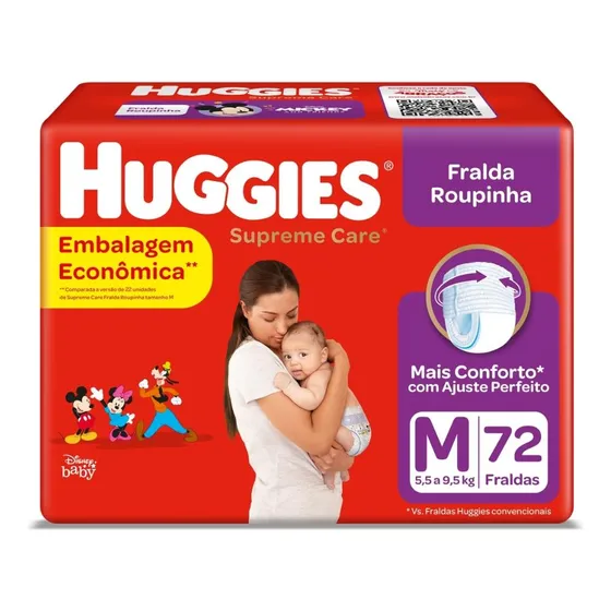 Fralda Huggies Supreme Care Roupinha M - 72 Fraldas