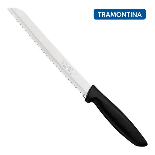 Faca De Pão Tramontina Para Cortar Pão Bolo Serrilhada Cor Preto